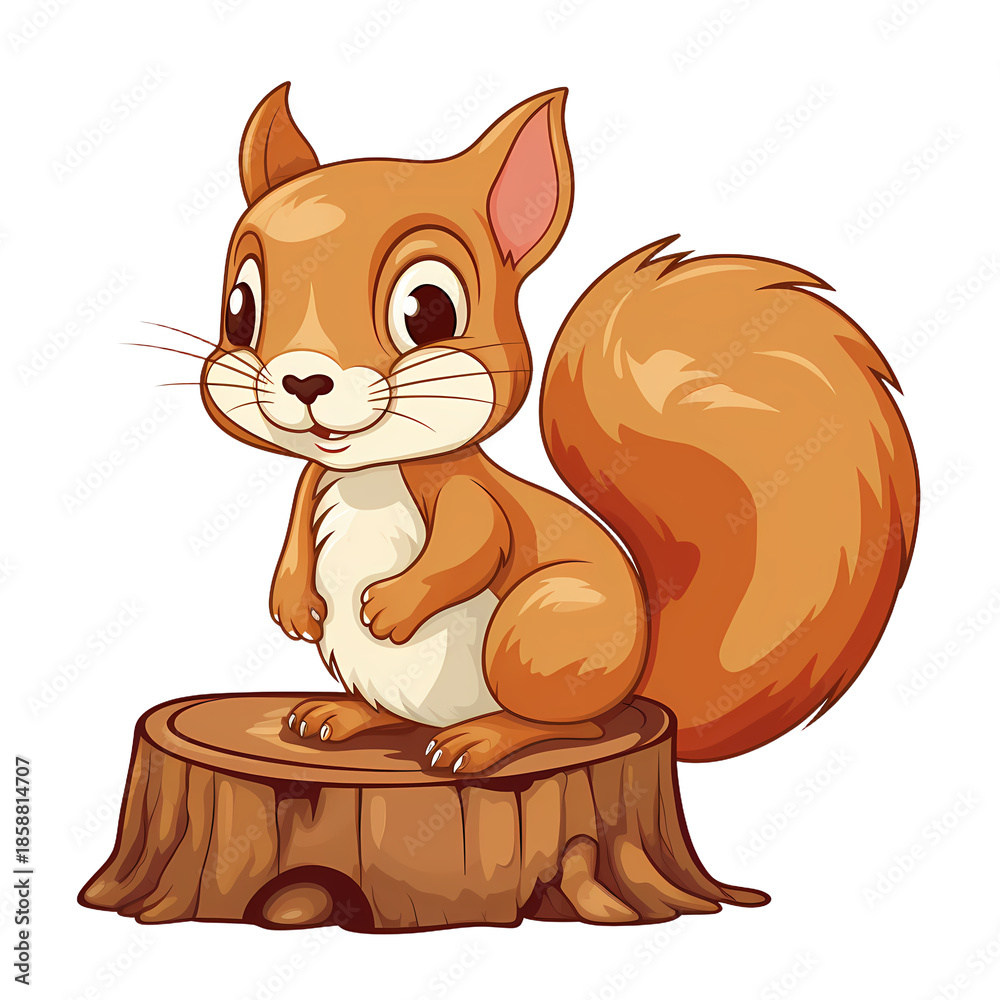 Obraz premium Adorable squirrel perched on log artwork