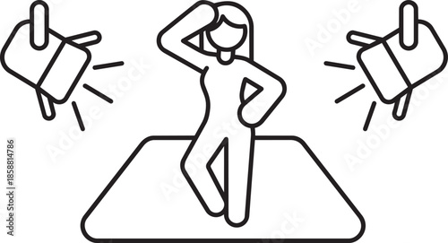 Woman dancing under spotlights on stage performing with confidence and flair