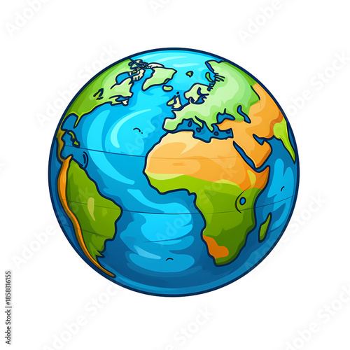 White Background Earth Globe Icon Illustration