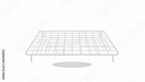 Isolated metal bed frame on a white background, minimalist style.