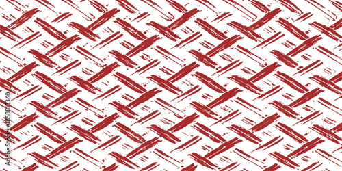 Seamless vector illustration of a geometric labyrinth pattern featuring red and white chevron textures and hearts as a symbolic puzzle solution for a success concept wallpaper design