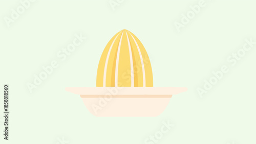 Minimalist illustration of a lemon juicer on a light green background.