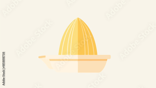 Minimalist illustration of a lemon juicer on a light background.