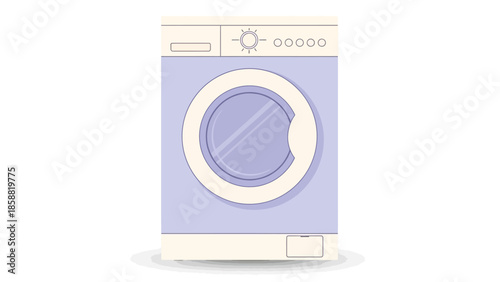 Illustration of a front load washing machine on a white background.