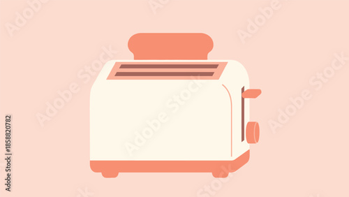 Simple vector illustration of a toaster on a pink background.