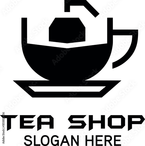 Tea shop logo with a cup and saucer