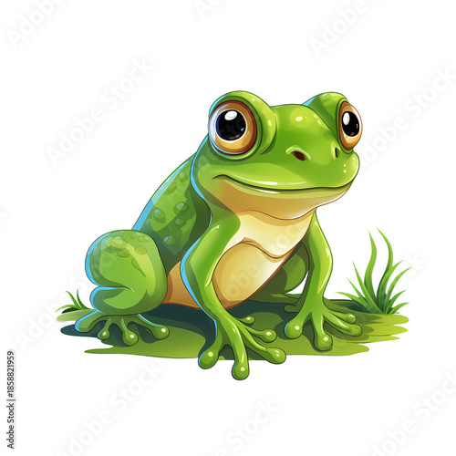 Frog among Grass on Clear Background