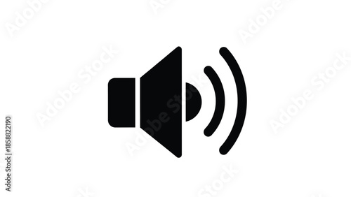 Simple black and white illustration of a speaker icon with sound waves