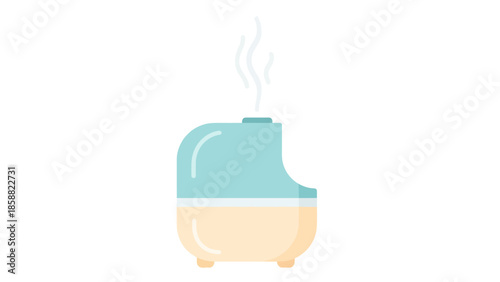 Illustration of a humidifier emitting steam on a white background.