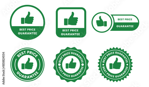 Best Price Granted Icon Set with Discount, Special Offer, Affordable and Guaranteed Value Badges, Labels and Symbols in Black Line Flat Vector Style Isolated on White Background