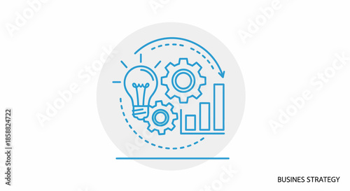 Business strategy concept with gears and light bulb idea generation.