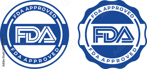 Set of Two Blue FDA Approved Vector Seals and Labels