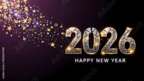 Happy new year 2026 celebration with sparkling lights