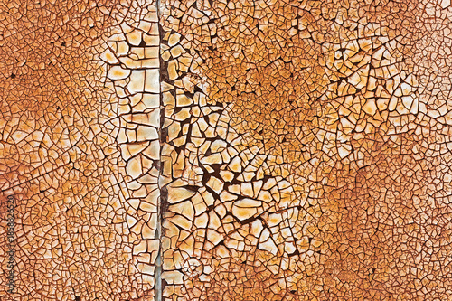 Φωτογραφία closeup of old rusty metal texture background with cracking paint pattern