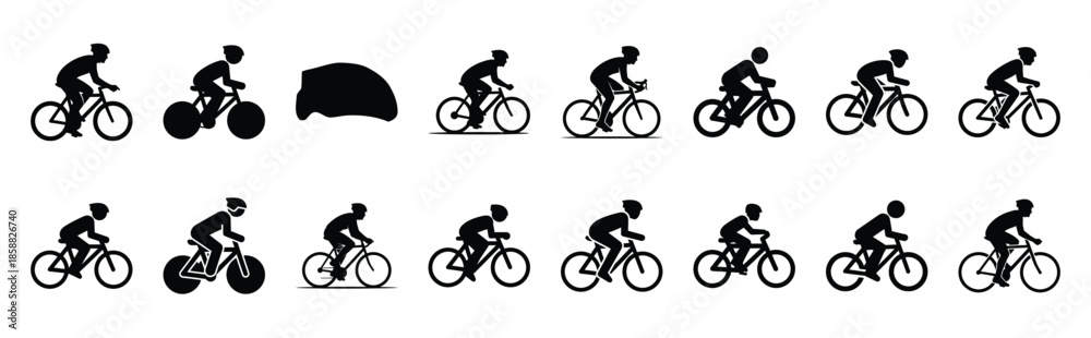 Obraz premium bicycle rider silhouette icon set