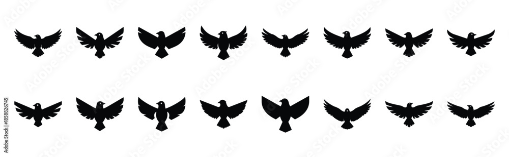 Obraz premium bird wing spread icon set