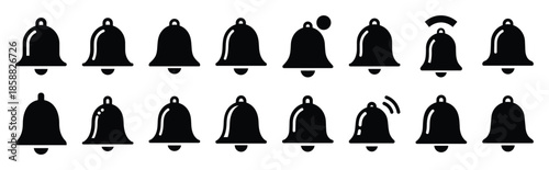 bell notification silhouette icon set