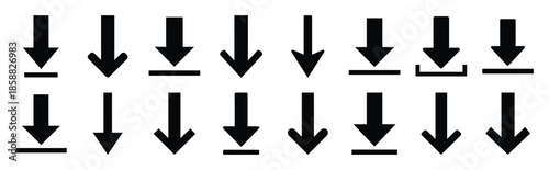 download arrow silhouette icon set