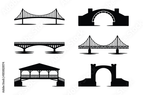 Engineering Bridge Silhouettes of Various Architectural Styles