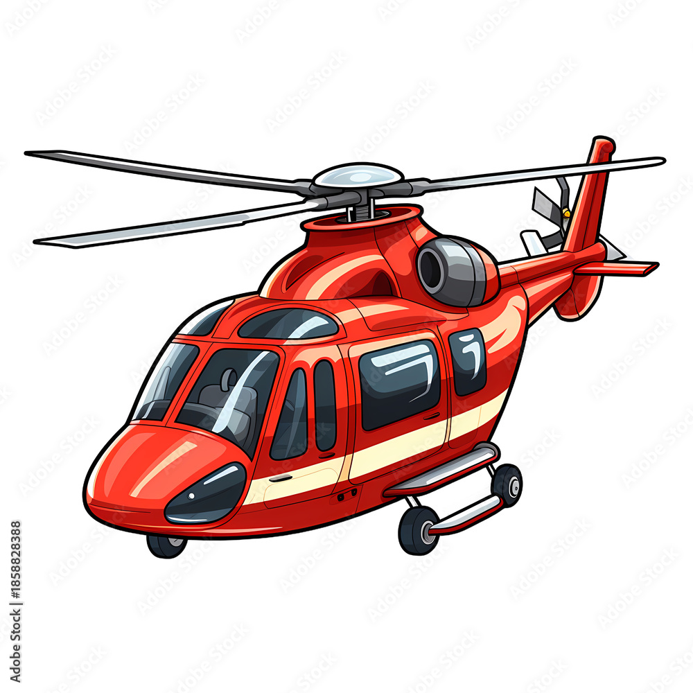 Naklejka premium Colorful Cartoon Helicopter Sticker Illustration