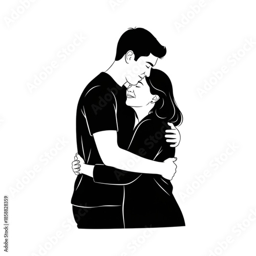 Man and woman in a hug Isolated On Transparent Background.