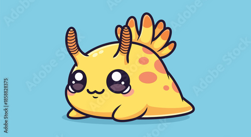 Cute Yellow Sea Slug Cartoon Character.