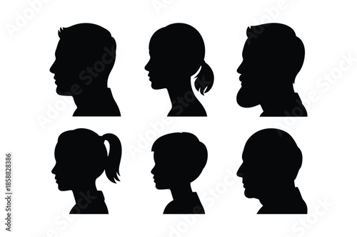 Human Profile Silhouettes of Men Women and Children