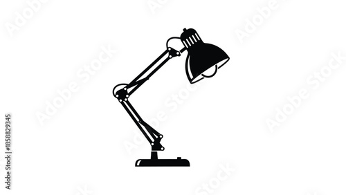 A simple black desk lamp with an adjustable arm and shade