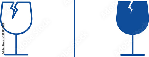 Fragile Icon: A visual depiction of delicacy, caution, and the need for careful handling with the graphic icon of a broken glass. 