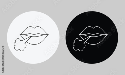 Mouth Exhaling Breath Icon Representing Sigh of Relief Fresh Breath or Breathing Exercise Vector Illustration