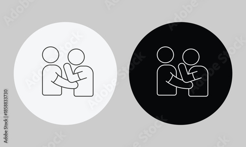 Compassionate Reconciliation and Empathy Icon, Minimalist Line Art Vector for Conflict Resolution, Forgiveness, Emotional Support, Mentorship, and Counseling Connection Symbol