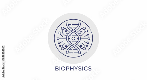 Biophysics Icon Depicting DNA Strand and Electronic Circuitry.