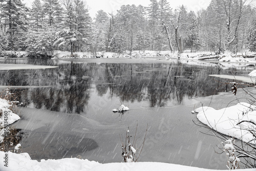 Obraz na płótnie Winter riverscape in park Quebec Canada