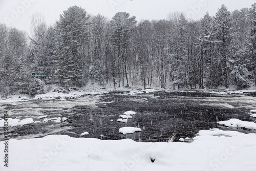 Bild auf Leinwand Winter riverscape in park Quebec Canada