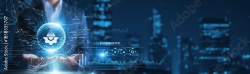 Konstfotografi Businessman hands holding risk management and analytical data, threat assessment