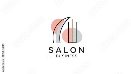 Modern minimalist logo for salon business with abstract shapes and clean typography.