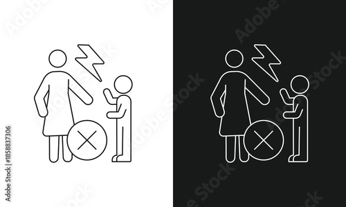 Stop Child Abuse and Domestic Violence Icon, Minimalist Line Art Vector for Protection of Minors, Personal Boundaries, Safety Prevention, and Social Justice Awareness