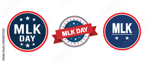 Martin Luther King Day Badges Set Commemoration and Celebration