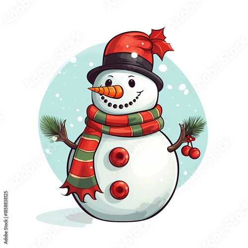 Festive Snowman Christmas Card Stock Illustration