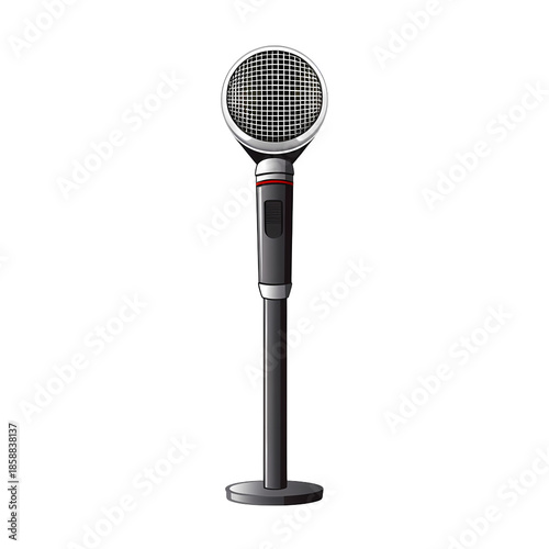 Professional Microphone on White Background Illustration