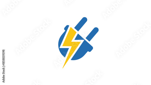 Electricity symbol with plug and lightning bolt.