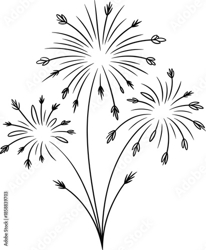 Title: A colorful of fireworks bursting in the night sky with stars and sparkles