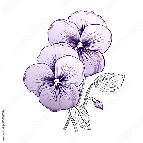 English Wood Violet Garden Flower Sketch