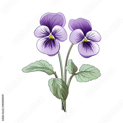 Illustration of English Wood Violet Flower