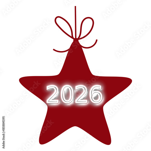 Stella rossa con all'interno il numero 2026