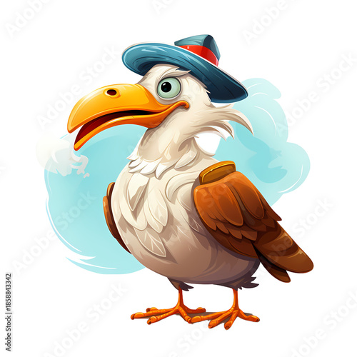 Whimsical Seagull Sailor Vector Artwork