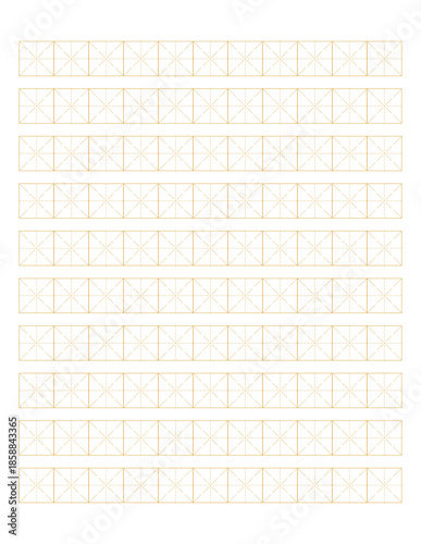 Workbook for writing hieroglyphs. Lined mesh paper for printing. Realistic lined paper. Simulator for writing Chinese characters. Page of calligraphy exercises. Graph paper.