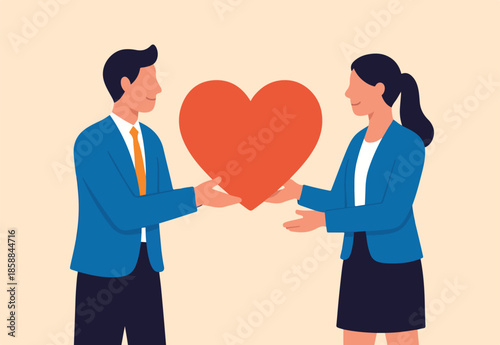 Gratitude, thankful or appreciation, kindness or support to success together, return good or positivity, sharing feeling or help concept, business people hold lovely heart with gratitude and thankful.