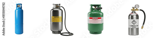 Fotografía Industrial Gas Cylinder PNG Set Isolated on White Background Propane Tank Oxygen