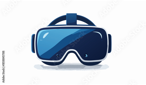 Virtual reality gaming headset illustration with immersive digital environment